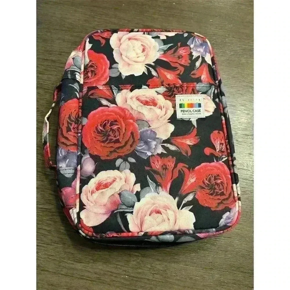 AYVANBER Other - AYVANBER Large Capacity Pencil Case Organizer Red Pink Rose Design